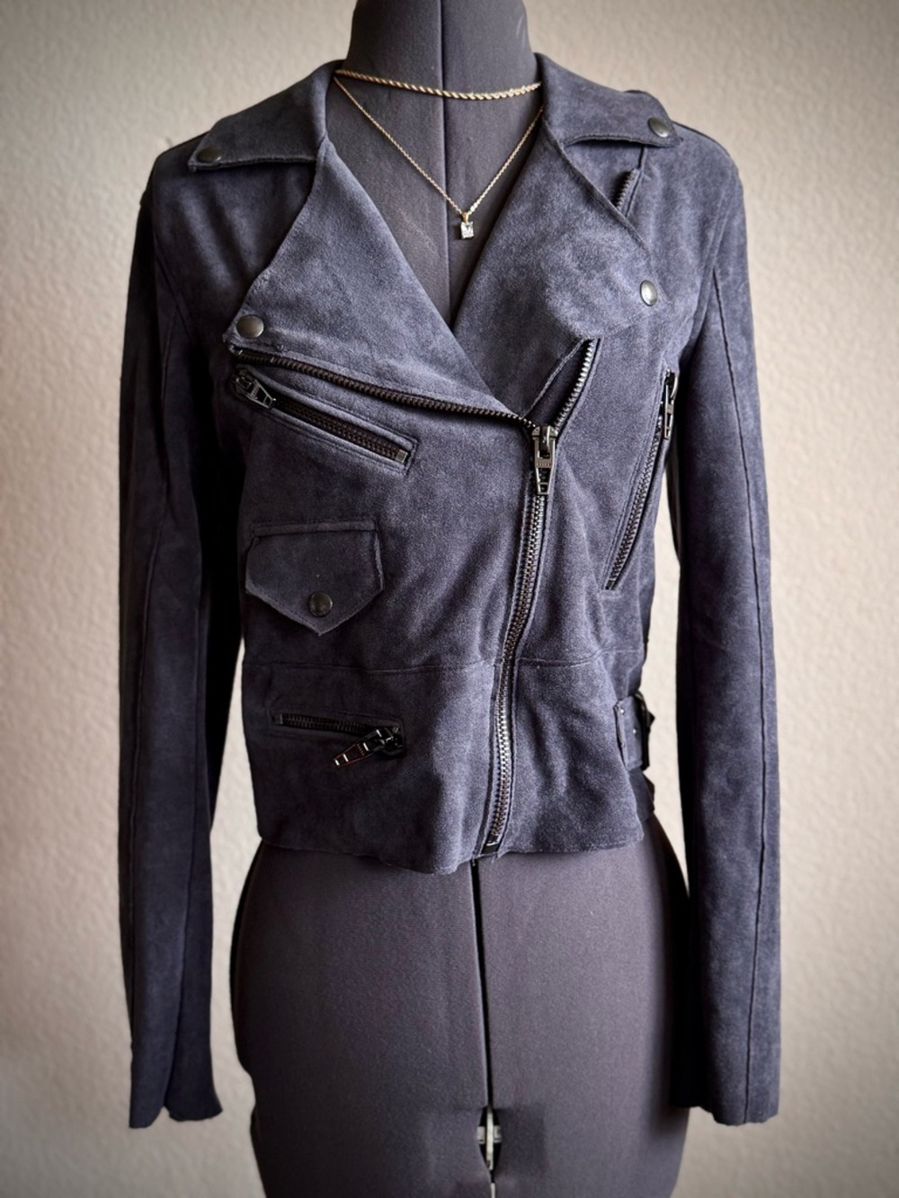 Blank NYC Suede Grey Grunge Jacket Cropped XS